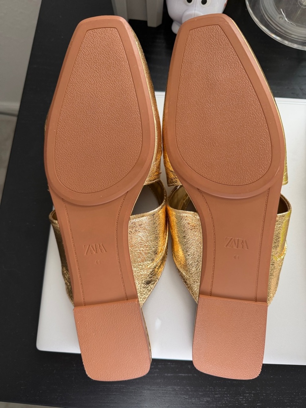 Zara Metallic Gold Knotted Slip-On Mules NEW - Picture 2 of 2